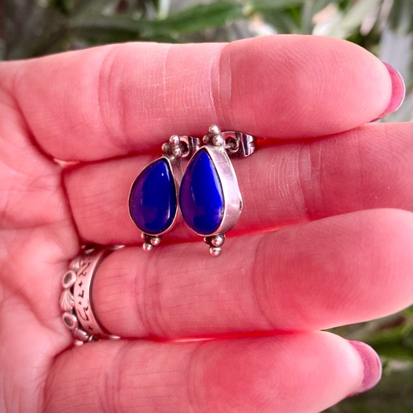 ❤️Lovely Lapis Sterling Silver Post Earrings - Picture 4 of 8